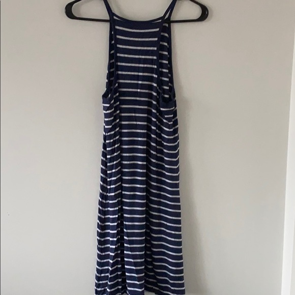 Aerie High Neck Dress in Navy and White - Picture 2 of 3